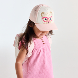 قبعة كاسكيت الفهد الوردي للفتيات الصغيرات